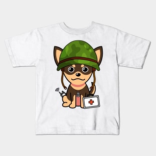 Cute Small Dog is an army medic Kids T-Shirt